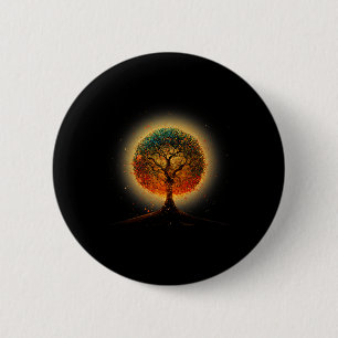 Farbenfrohe Bäume Leben ist wirklich gut Baumkunst Button