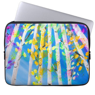 Farbenfrohe Bäume mit Neon-Blätter Laptopschutzhülle