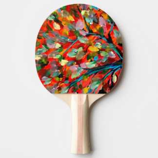 Farbenfrohe Bäume und River Painting Pong Paddle Tischtennis Schläger