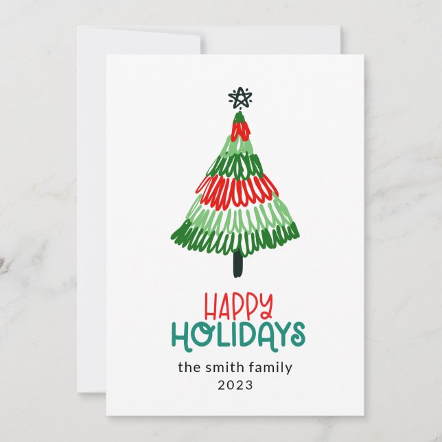 Farbenfrohe Bäume Weihnachten glücklich (Vorderseite)