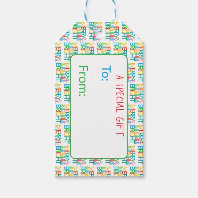 Farbenfrohe Bäume Weihnachtsgeschenk Tag Geschenkanhänger (Vorderseite)