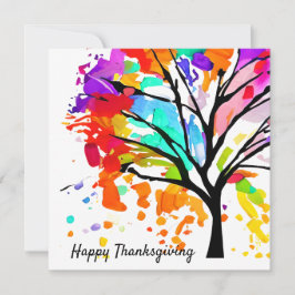 Farbenfrohe Baumhappy Thanksgiving Typografie-Kart