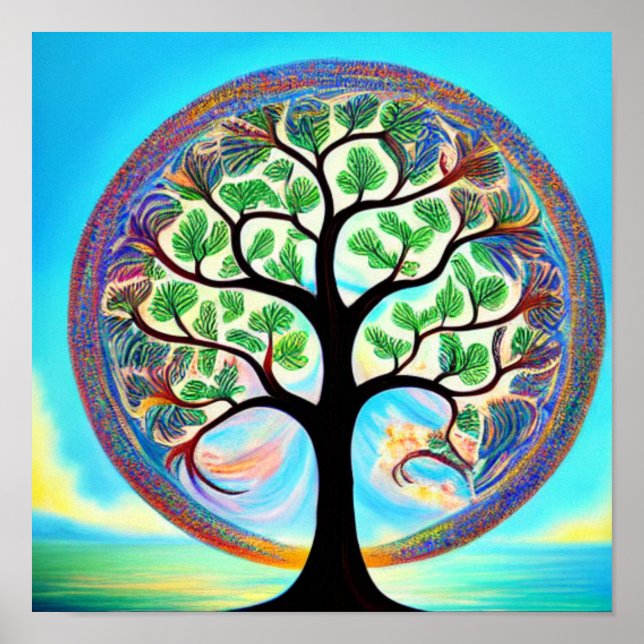 Farbenfrohe Baumkronen-Plakat Poster (Vorne)