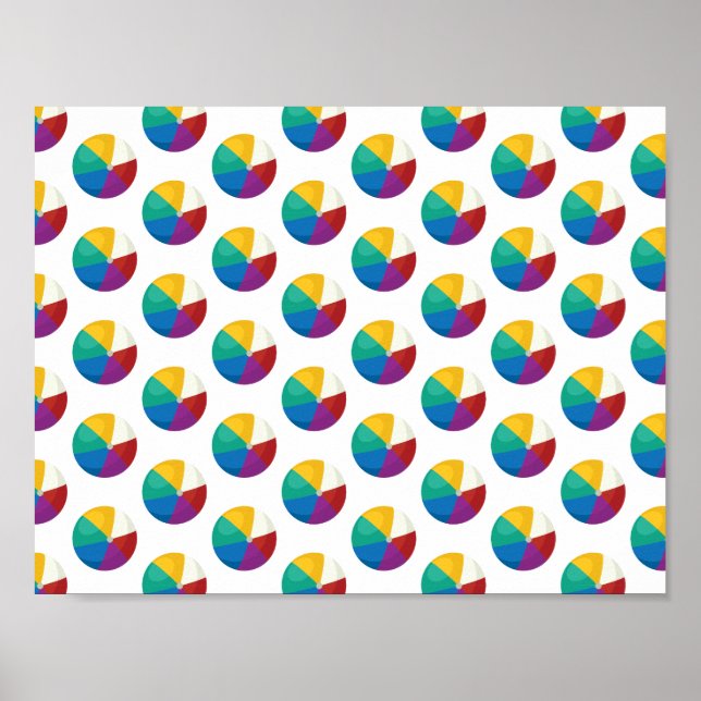 Farbenfrohe Beach Ball Sommermuster Poster (Vorne)