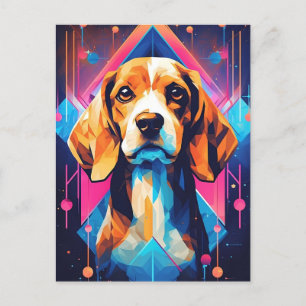 Farbenfrohe Beagle Kunst, Kultur Postkarte
