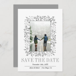 Farbenfrohe Beeren Blätter grenzen an graue Winter Save The Date