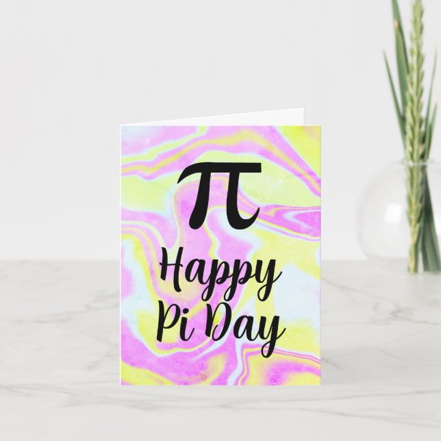 Farbenfrohe Begrüßung am Pi Day Karte (Vorderseite)