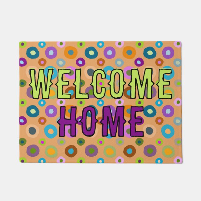 Farbenfrohe Begrüßung Zuhause orange Fußmatte (Vorderseite)