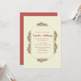 Farbenfrohe Beige Wildblume Border Wedding Einladung