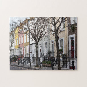 Farbenfrohe bemalte Häuser, Chelsea, London, Verei Puzzle