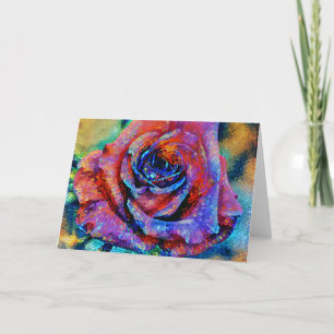 Farbenfrohe bemalte Rose Art Note Card Karte