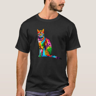 Farbenfrohe Bengalische Katze Pop Art Style für Ki T-Shirt