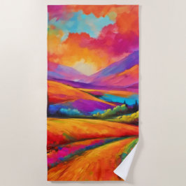 Farbenfrohe Berge Sonnenuntergang Landschaftsbild Strandtuch