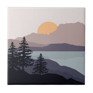 Farbenfrohe Berglandschaft Fliese