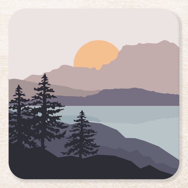 Farbenfrohe Berglandschaft Rechteckiger Pappuntersetzer (Vorderseite)