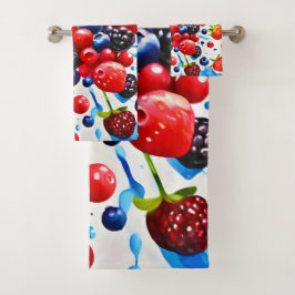 Farbenfrohe Berry Fiesta Design Badhandtuch Set