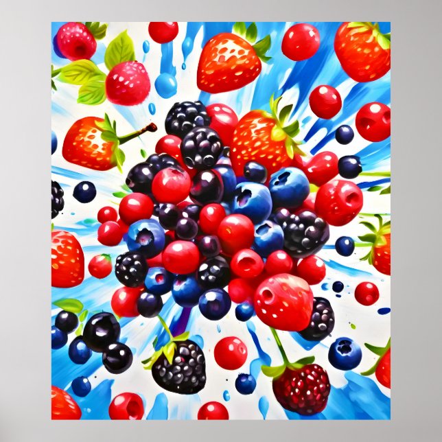 Farbenfrohe Berry Fiesta Design Poster (Vorne)