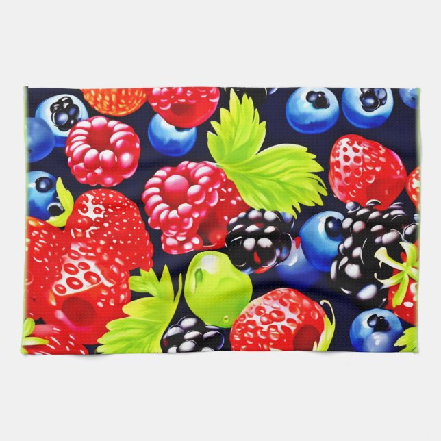 Farbenfrohe Berry Medley Design Geschirrtuch (Horizontal)