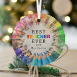 Farbenfrohe Beste Lehrerin je Wertschätzung Weihna Ornament Aus Glas<br><div class="desc">Super coole,  farbenfrohe Weihnachtsschmuck 'Best TEACHER Ever'. Personalisieren Sie das Programm,  indem Sie den Namen und das Jahr der Lehrer hinzufügen.</div>
