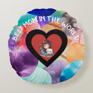 Farbenfrohe beste Mama im World Throw Kissen