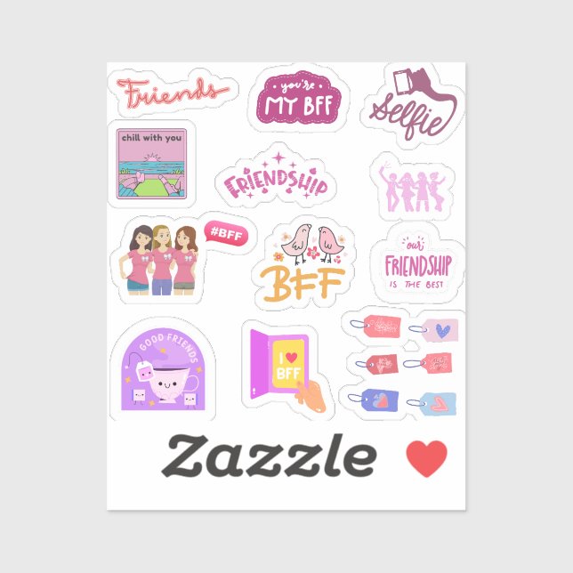 Farbenfrohe Besties / Beste Friend Sticker Pack (Blatt)