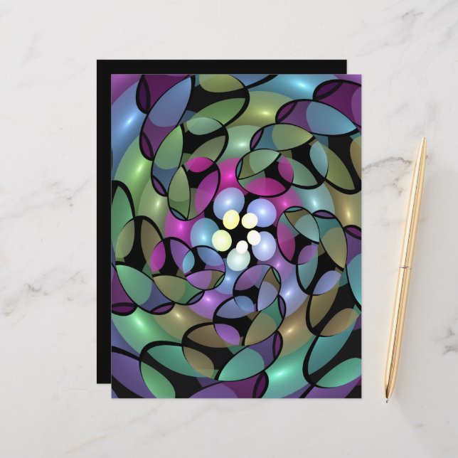 Farbenfrohe Bewegungen Abstrakt auffällig Fraktal  (Vorderseite/Rückseite Beispiel)