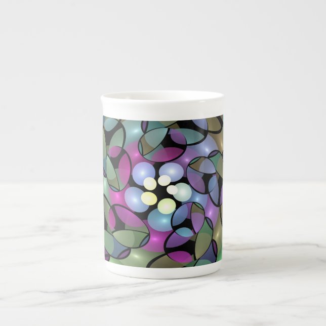 Farbenfrohe Bewegungen Abstrakt auffällig Fraktal  Prozellantasse (Vorderseite)