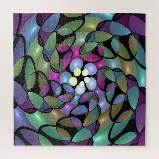 Farbenfrohe Bewegungen Abstrakt auffällig Fraktal  Puzzle (Vertikal)