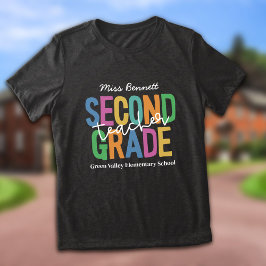 Farbenfrohe Bezeichnung des Lehrers zweiter Klasse Tri-Blend Shirt