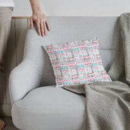 Farbenfrohe Bibliothekswörter Subway Art Kissen