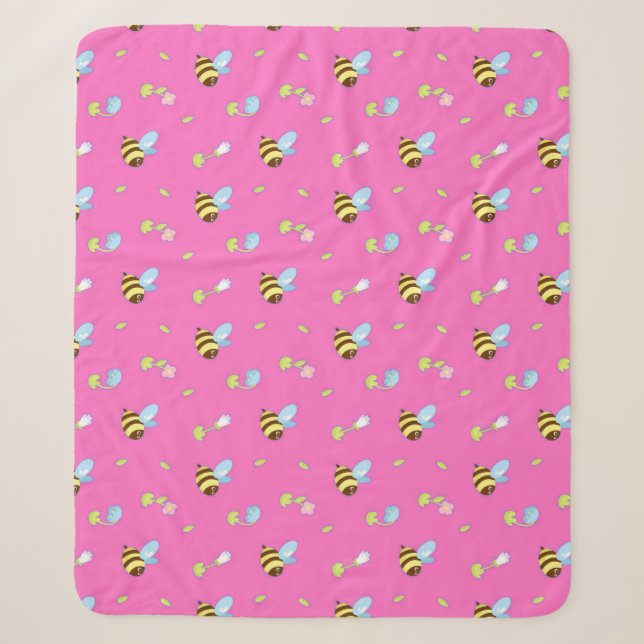 Farbenfrohe Bienen und Blume Sherpadecke (Vorderseite)