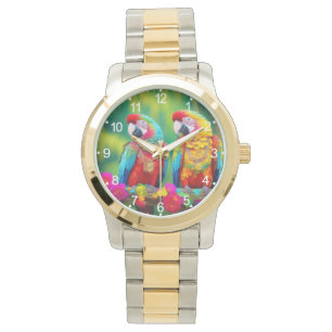 Farbenfrohe Biervögel auf dem Zweig-67859 Armbanduhr