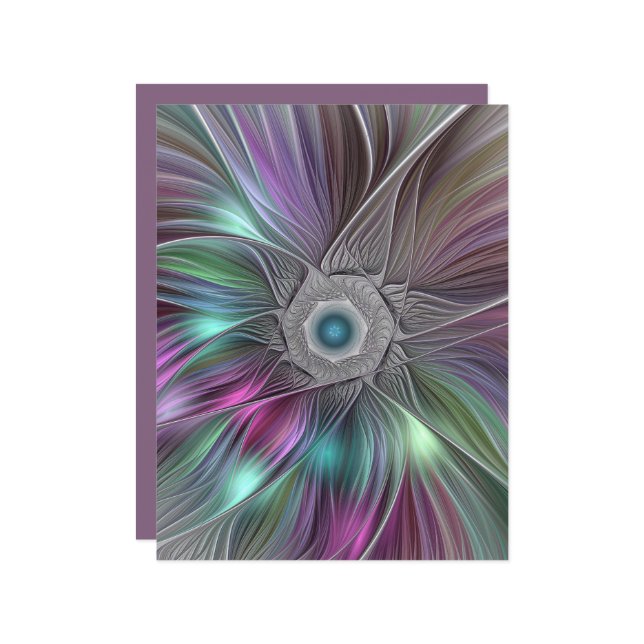 Farbenfrohe Big Blume Abstrakte Trippy Fraktal Art (Vorderseite/Rückseite Beispiel)