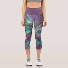 Farbenfrohe Big Blume Abstrakte Trippy Fraktal Art Capri Leggings