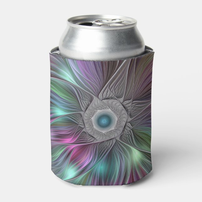 Farbenfrohe Big Blume Abstrakte Trippy Fraktal Art Dosenkühler (Kanne Vorderseite)