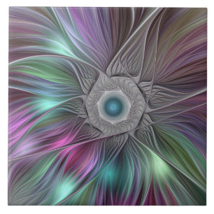 Farbenfrohe Big Blume Abstrakte Trippy Fraktal Art Fliese