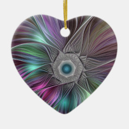 Farbenfrohe Big Blume Abstrakte Trippy Fraktal Art Keramik Ornament