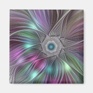 Farbenfrohe Big Blume Abstrakte Trippy Fraktal Art Magnet