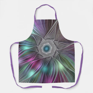 Farbenfrohe Big Blume Abstrakte Trippy Fraktal Art Schürze