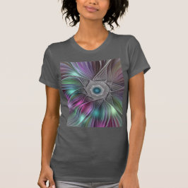 Farbenfrohe Big Blume Abstrakte Trippy Fraktal Art T-Shirt