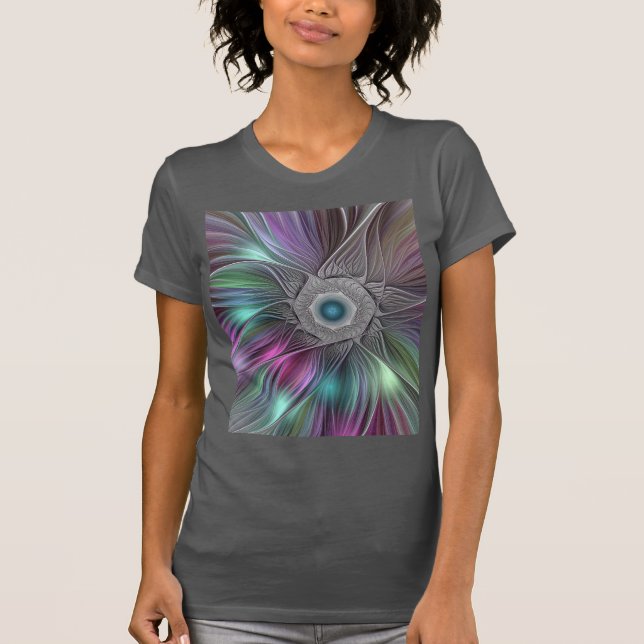 Farbenfrohe Big Blume Abstrakte Trippy Fraktal Art T-Shirt (Vorderseite)