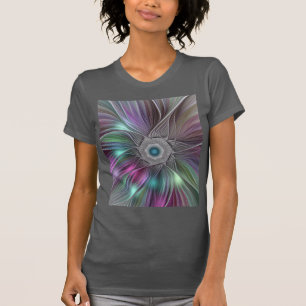 Farbenfrohe Big Blume Abstrakte Trippy Fraktal Art T-Shirt