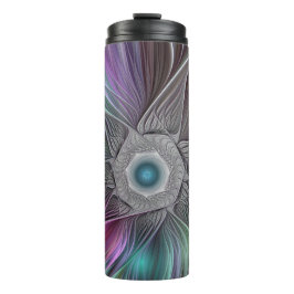 Farbenfrohe Big Blume Abstrakte Trippy Fraktal Art Thermosbecher