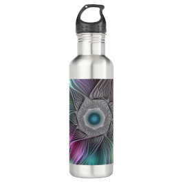 Farbenfrohe Big Blume Abstrakte Trippy Fraktal Art Trinkflasche