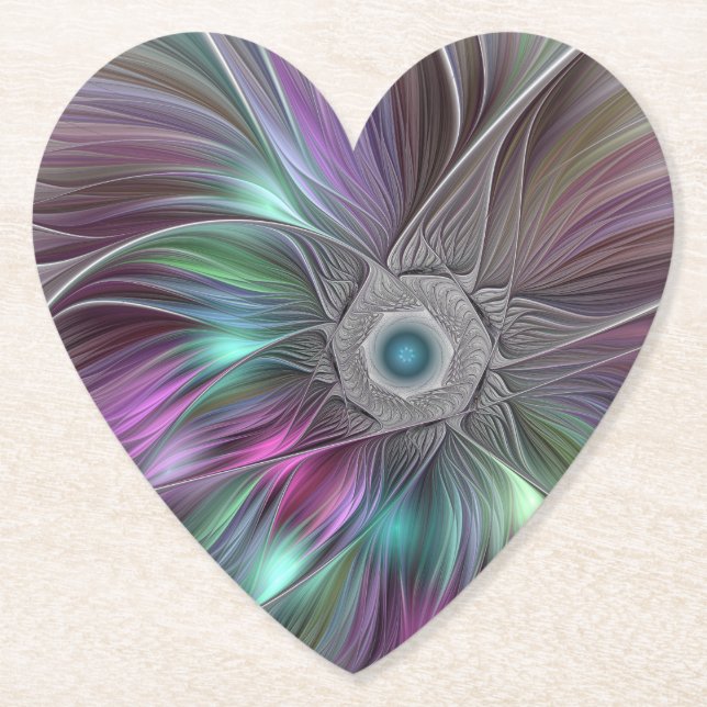 Farbenfrohe Big Blume Abstrakte Trippy Fraktal Art Untersetzer (Vorderseite)