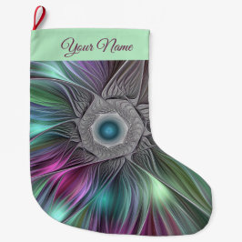 Farbenfrohe Big Blume Abstrakter Trippy Fraktal Na Großer Weihnachtsstrumpf