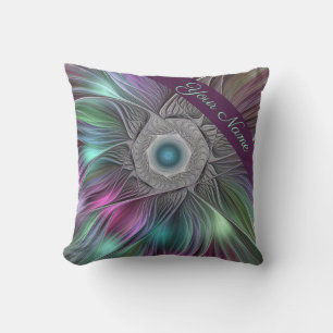 Farbenfrohe Big Blume Abstrakter Trippy Fraktal Na Kissen