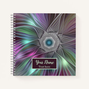 Farbenfrohe Big Blume Abstrakter Trippy Fraktal Na Notizbuch