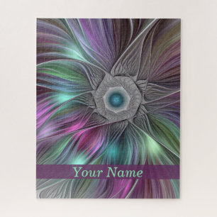 Farbenfrohe Big Blume Abstrakter Trippy Fraktal Na Puzzle