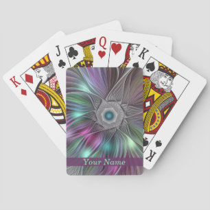 Farbenfrohe Big Blume Abstrakter Trippy Fraktal Na Spielkarten
